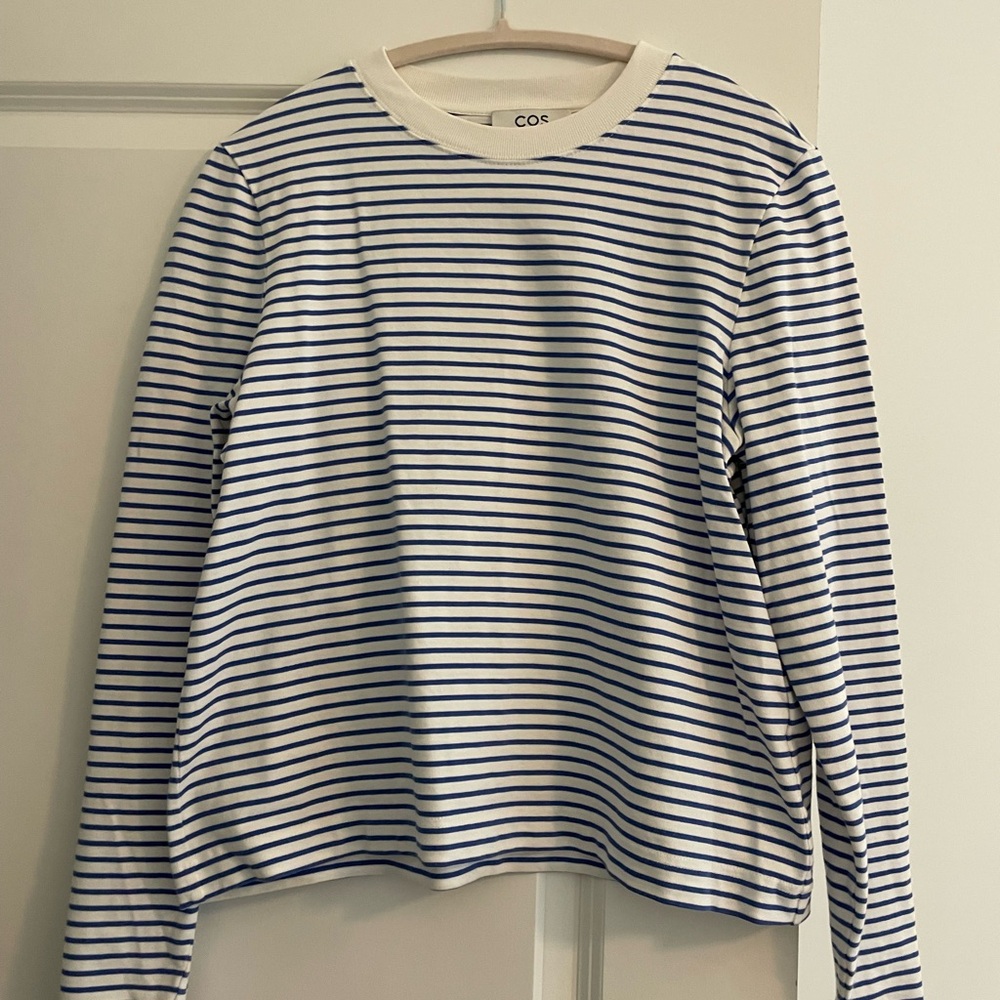 COS Blue and White Striped Top